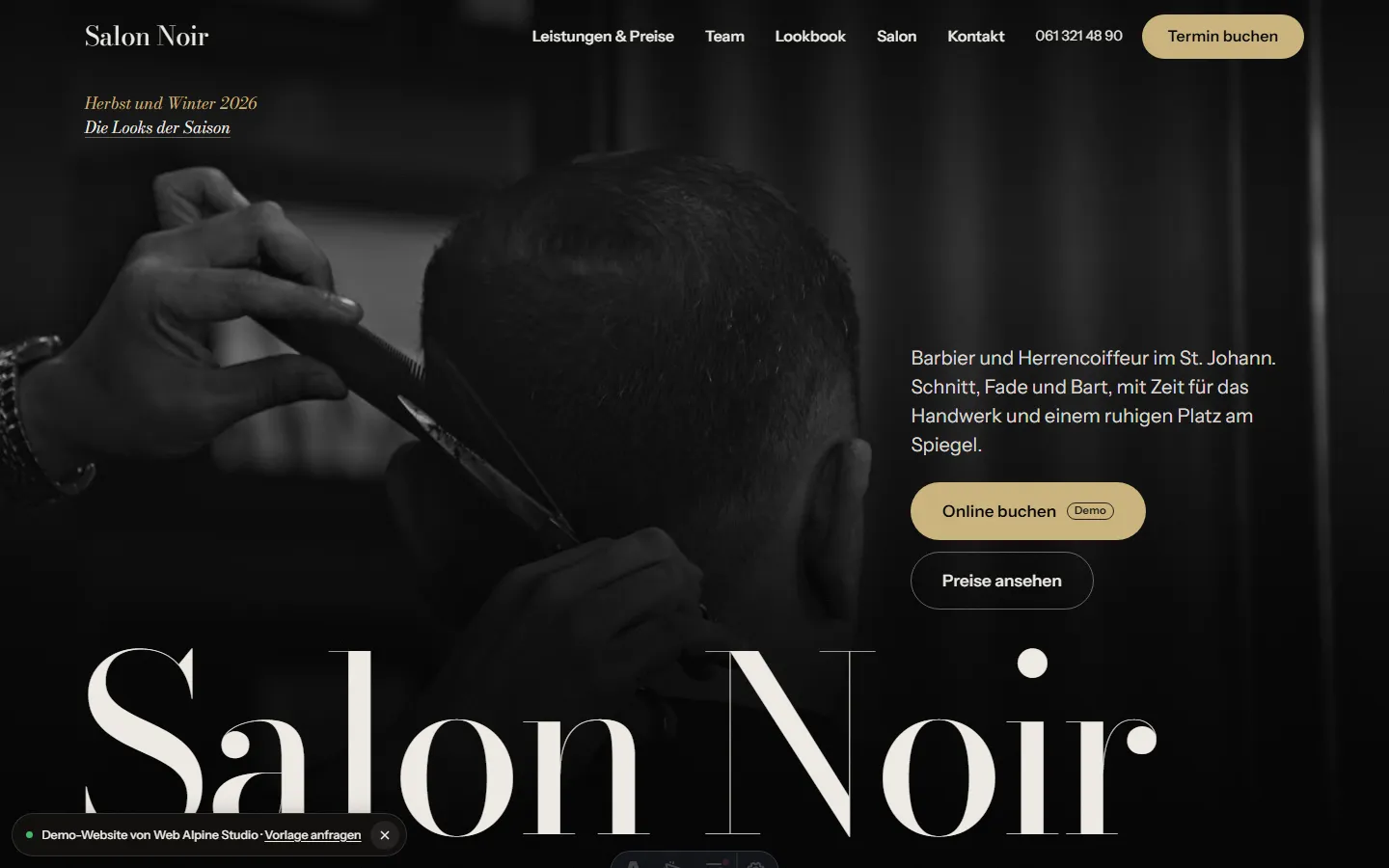 Startseite der Vorlage Coiffeur: Salon Noir GmbH