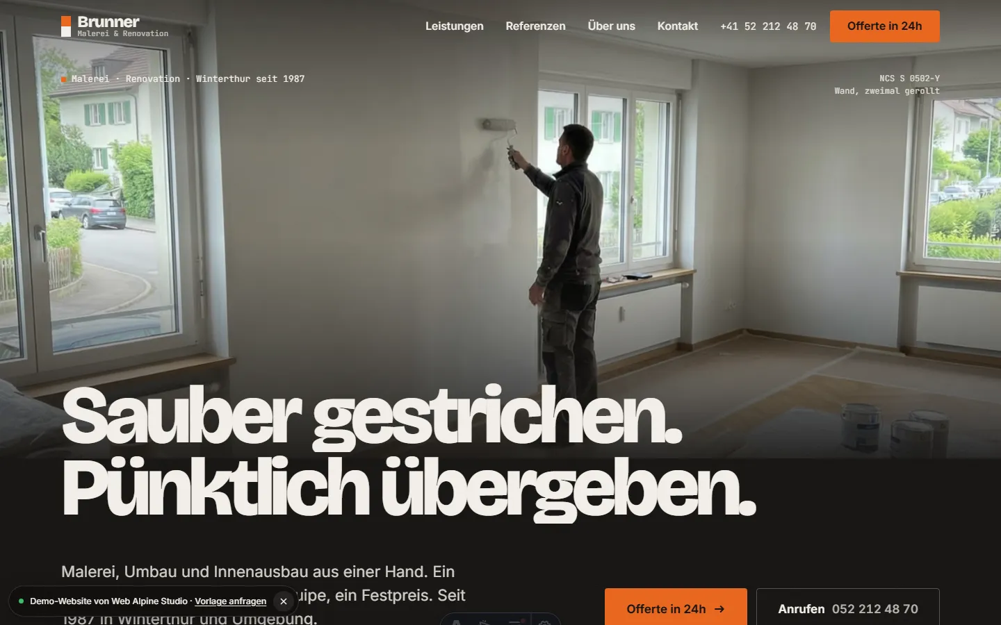 Startseite der Vorlage Handwerker: Brunner Malerei & Renovation AG