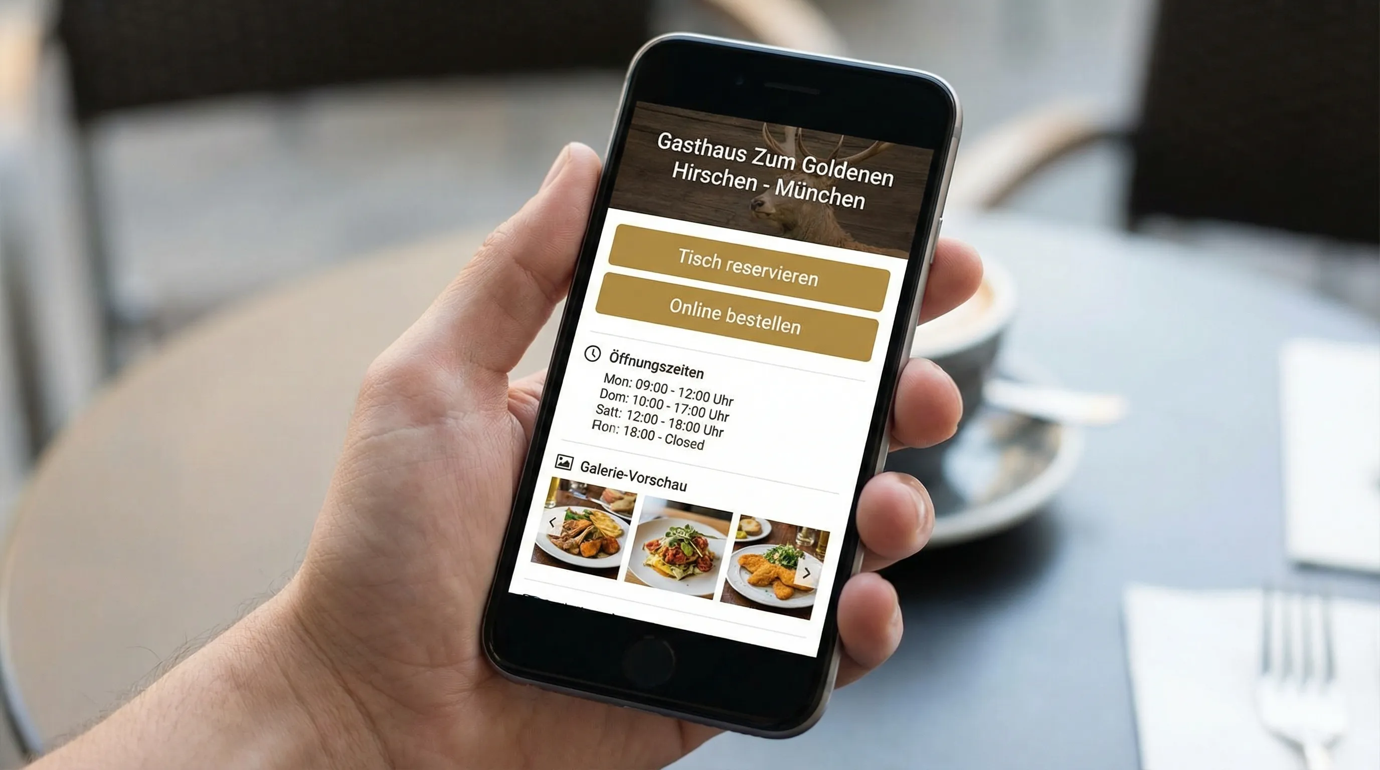 Mobile Restaurant-Website auf einem Smartphone